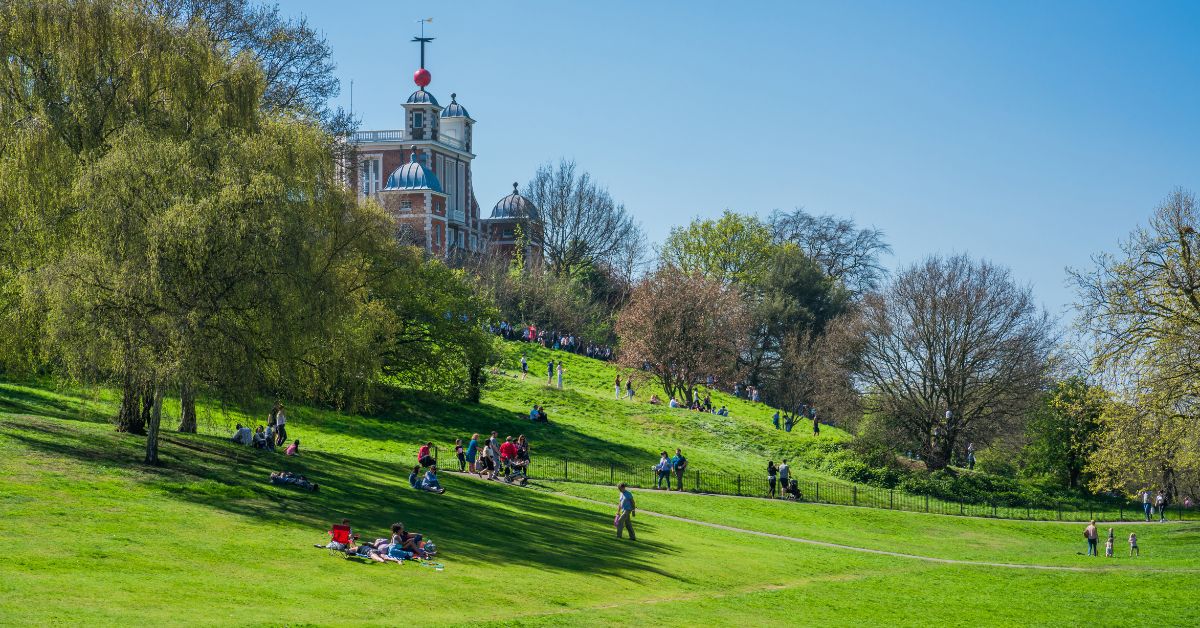 View of Royal Observatory situated on a hill in Greenwich Park