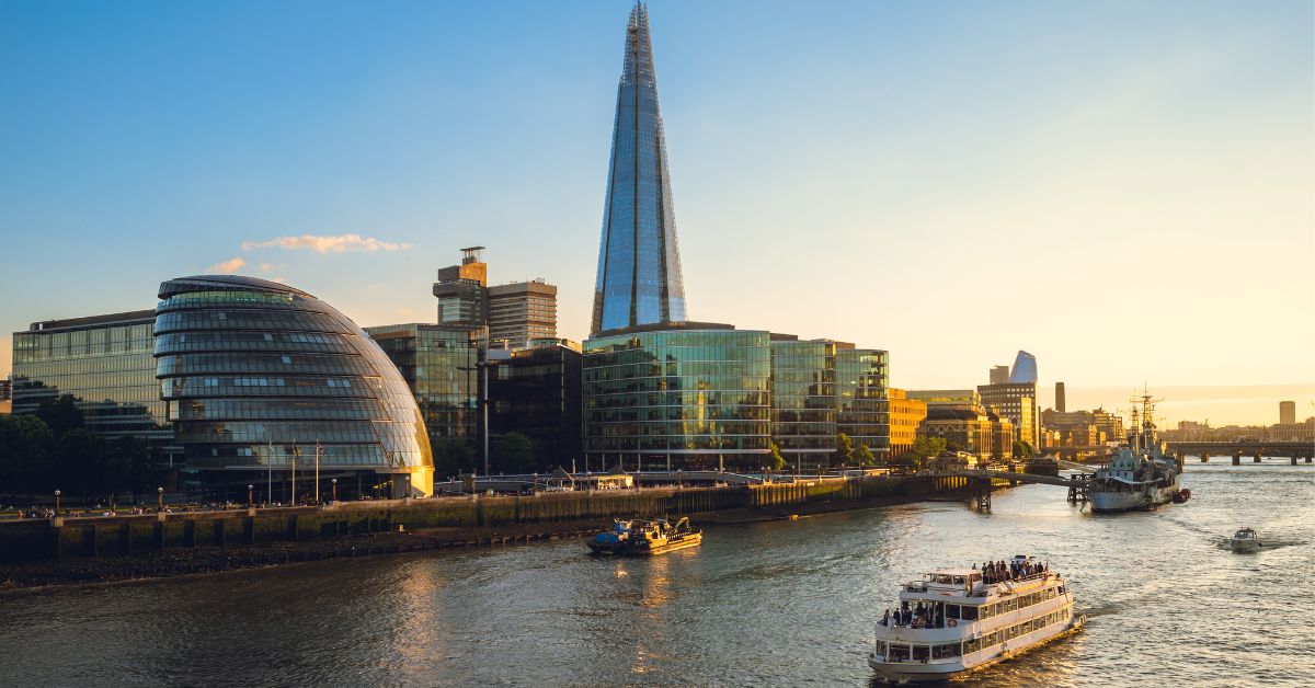 skyline of london by the thames river