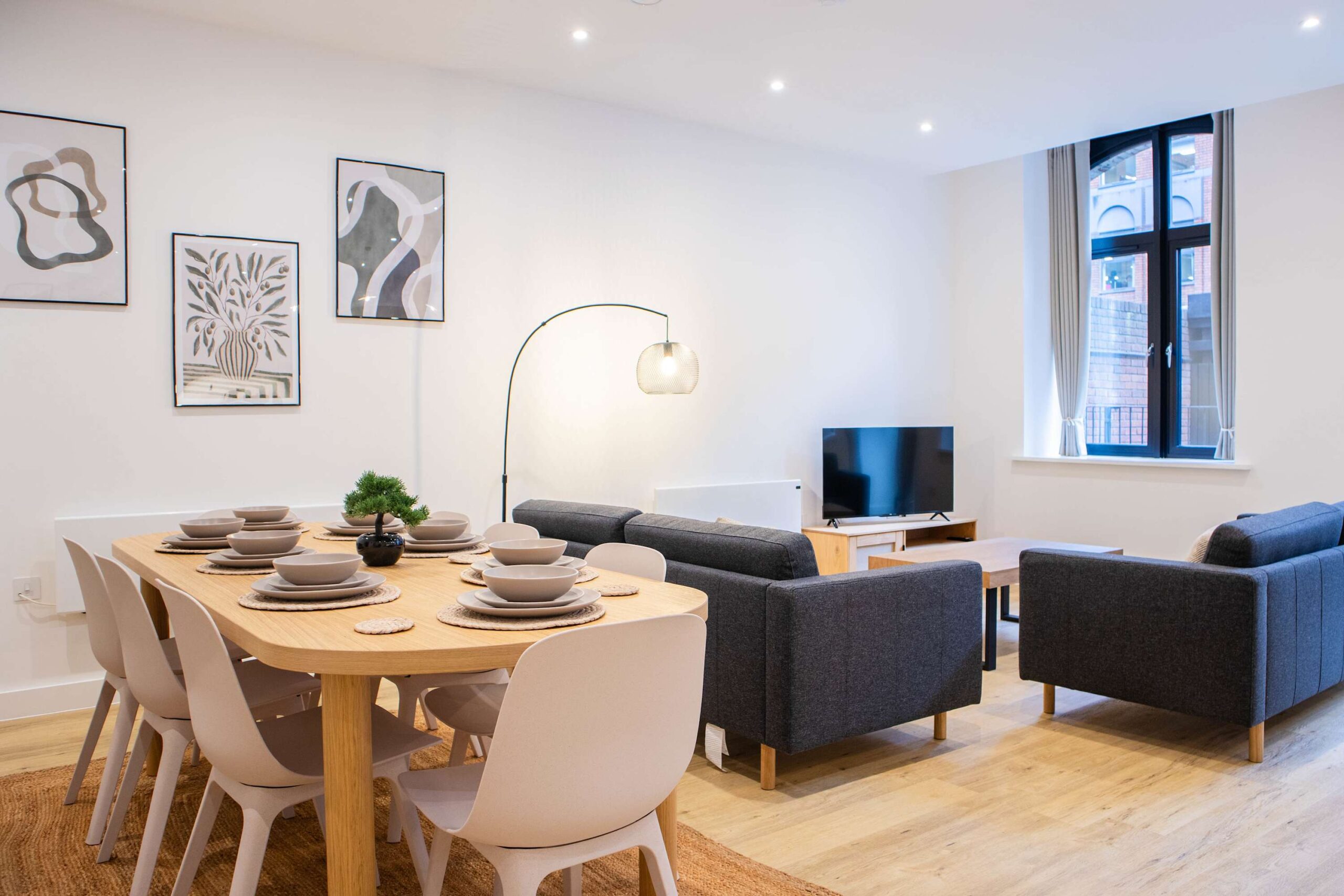 A cozy living room in a Leeds aparthotel
